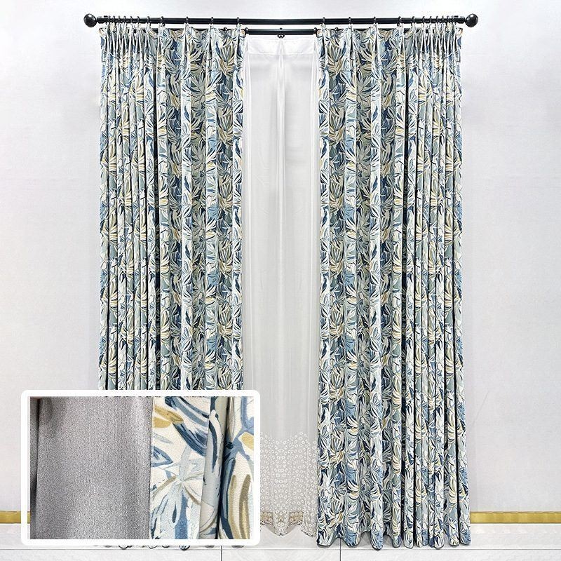Flannel Blackout Curtains American Oil Painting Floral Print
