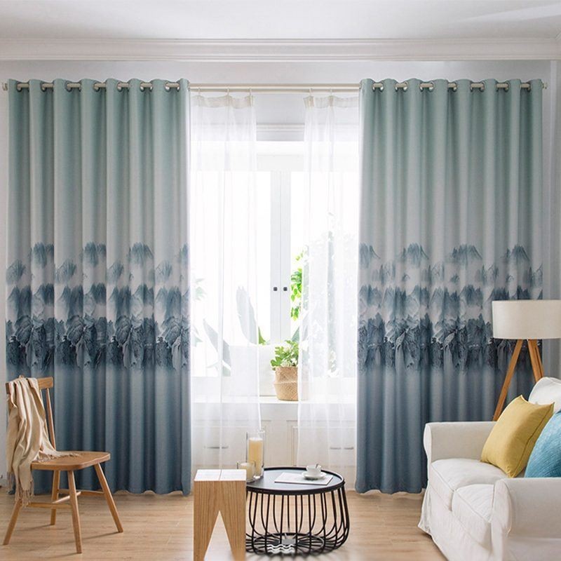 High Precision Curtains Modern Simple Ink Landscape Printing