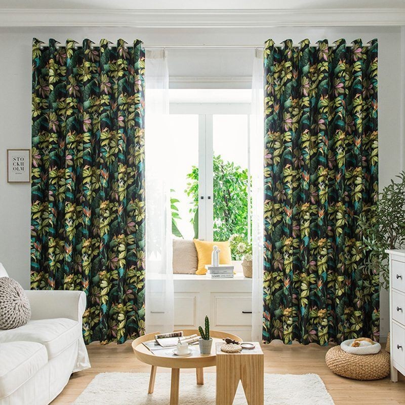 High Precision Curtains American Style Leaf Printed