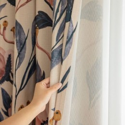 Cotton Curtain Made to Measure Curtain Plant Printed American Style Blackout