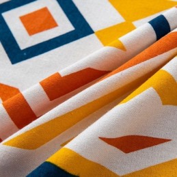 Nordic Style Linen Curtains Geometric Printed For Living Room Bedroom