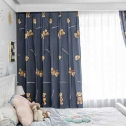 Cotton Curtain Made to Measure Curtain Bear Printed Kids' Style