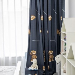 Cotton Curtain Made to Measure Curtain Bear Printed Kids' Style