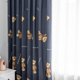 Cotton Curtain Made to Measure Curtain Bear Printed Kids' Style