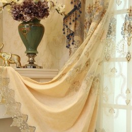 Semi Blackout Curtain Made to Measure Curtain European Flower Embroidery Imitation Cashmere For Living Room