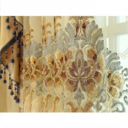 Semi Blackout Curtain Made to Measure Curtain European Flower Embroidery Imitation Cashmere For Living Room