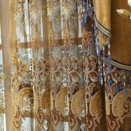 Semi Blackout Curtain Made to Measure Curtain European Flower Embroidery Imitation Cashmere For Living Room