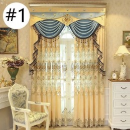 Semi Blackout Curtain Made to Measure Curtain European Flower Embroidery Imitation Cashmere For Living Room