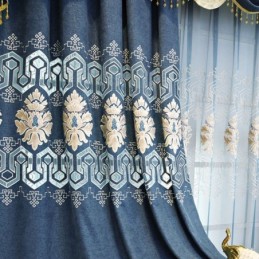 Chenille Semi Blackout Curtain Made to Measure Curtain European Flower Embroidery For Living Room Bedroom