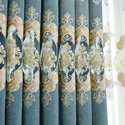 Chenille Semi Blackout Curtain Made to Measure Curtain European Flower Embroidery For Living Room Bedroom