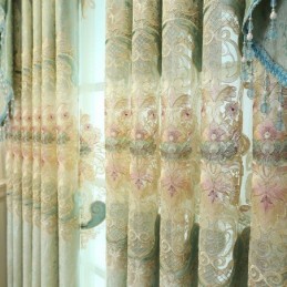 Chenille Semi Blackout Curtain Made to Measure Curtain European Flower Embroidery For Living Room Bedroom