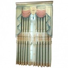 Chenille Semi Blackout Curtain Made to Measure Curtain European Flower Embroidery For Living Room Bedroom