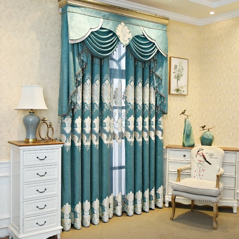Embroidery Curtain Made to Measure Curtain European Flower Semi Blackout For Living Room Bedroom