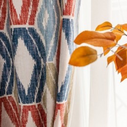 Chenille Curtain Made to Measure Curtain Rhombus Printed Nordic Style Blackout