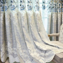 European Chenille Curtain Made to Measure Curtain Floral Embroidery For Living Room Bedroom