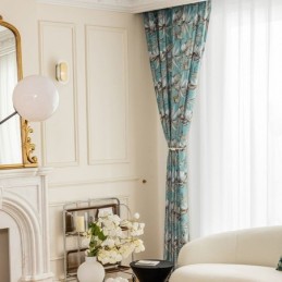 Chenille Blackout Curtains European Style Plant Printed