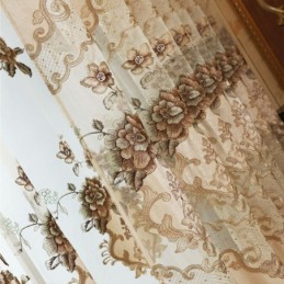 Chenille Semi Blackout Curtain Made to Measure Curtain European Style Floral Embroidery For Living Room Bedroom