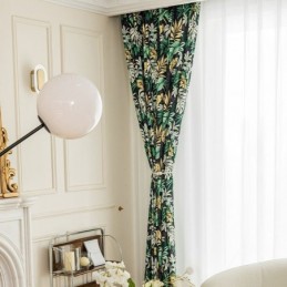 Chenille Blackout Curtains European Style Plant Printed
