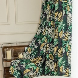 Chenille Blackout Curtains European Style Plant Printed