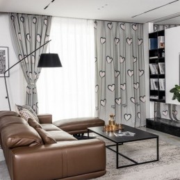 Cotton Curtain Made to Measure Curtain Heart shaped Printed Nordic