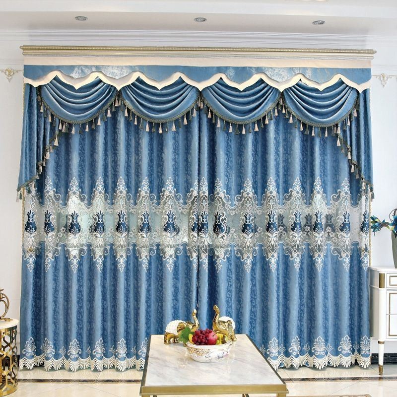Semi Blackout Curtain Made to Measure Curtain European Flower Embroidery For Living Room Bedroom