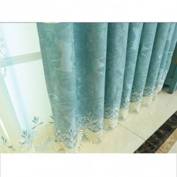 European Semi Blackout Curtain Made to Measure Curtain Floral Embroidery Chenille For Living Room Bedroom