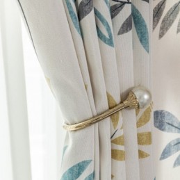 Cotton Curtain Made to Measure Curtain Nordic Style Leaf Printed