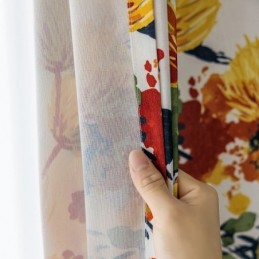 Cotton Curtain Made to Measure Curtain Plant Printed Nordic Style