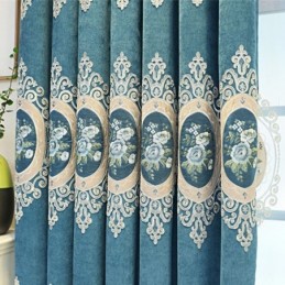 Chenille Embroidery Curtains European Style Floral For Living Room Bedroom