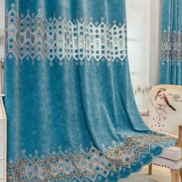 Blackout Curtain Made to Measure Curtain Geometric Embroidery Nordic Style For Living Room Bedroom