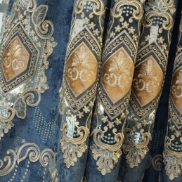 Chenille Curtain Made to Measure Curtain European Flower Embroidery For Living Room Bedroom