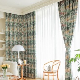 Cotton Curtain Made to Measure Curtain American Style Plant Printed