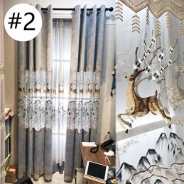 Nordic Chenille Curtains Fawn Embroidery Semi Blackout For Living Room Bedroom