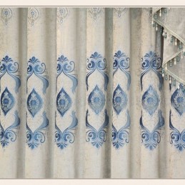 Chenille Curtain Made to Measure Curtain European Flower Embroidery Semi Blackout For Living Room Bedroom