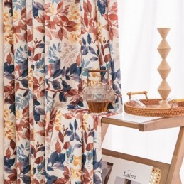 Nordic Style Cotton Curtain Made to Measure Curtain Leaf Printed