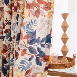 Nordic Style Cotton Curtain Made to Measure Curtain Leaf Printed