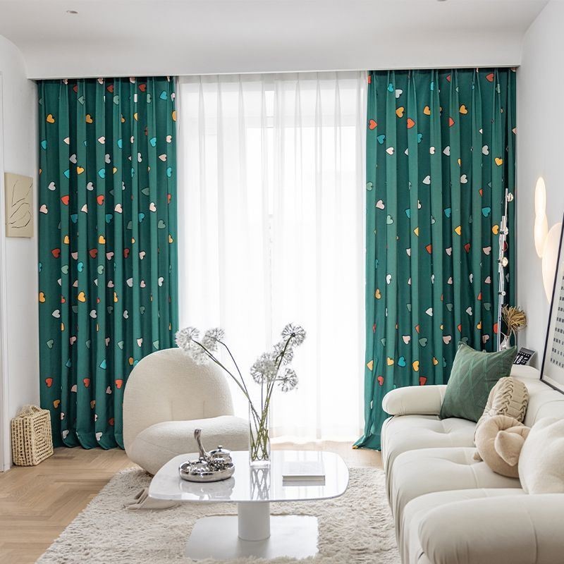 Cotton Curtain Made to Measure Curtain Nordic Style Heart Printed