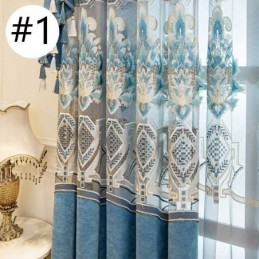 Chenille Curtain Made to Measure Curtain European Flower Embroidery Semi Blackout For Living Room Bedroom