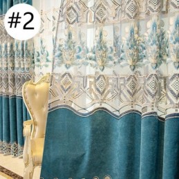 Chenille Curtain Made to Measure Curtain European Flower Embroidery Semi Blackout For Living Room Bedroom