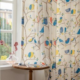 Nordic Style Curtain Made to Measure Curtain Bird Printed Cotton