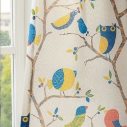 Nordic Style Curtain Made to Measure Curtain Bird Printed Cotton