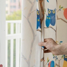 Nordic Style Curtain Made to Measure Curtain Bird Printed Cotton