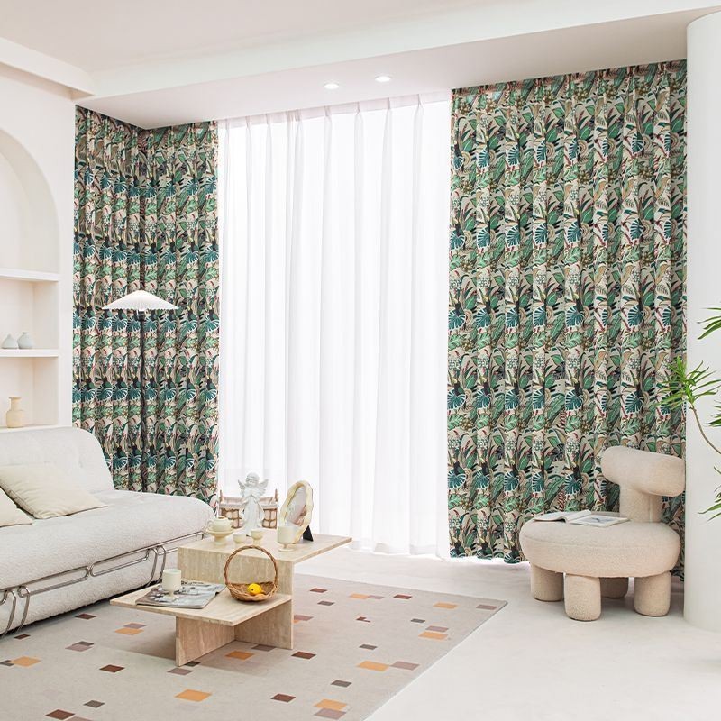 American Style Cotton Curtain Made to Measure Curtain Plant Printed
