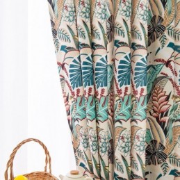 American Style Cotton Curtain Made to Measure Curtain Plant Printed