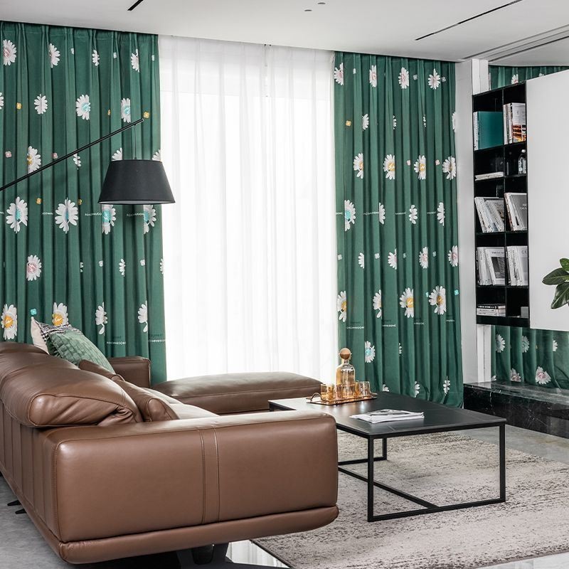 Cotton Curtain Made to Measure Curtain Flower Printed Nordic Style