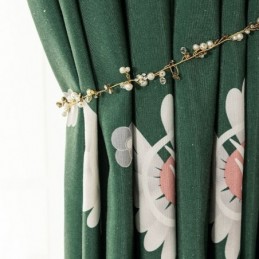 Cotton Curtain Made to Measure Curtain Flower Printed Nordic Style