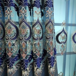 Semi Blackout Curtain Made to Measure Curtain European Flower Embroidery For Living Room Bedroom