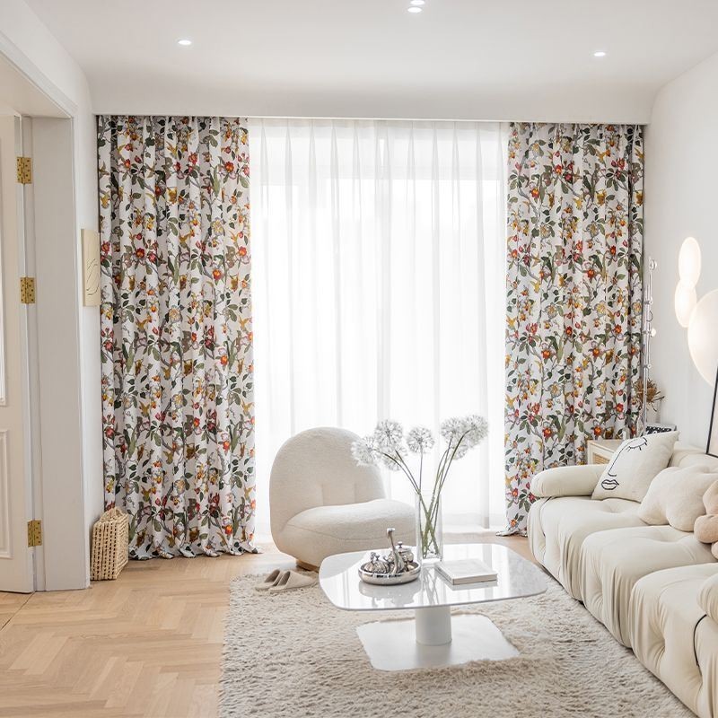 Leaf Printed Curtains American Style Polyester