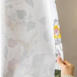Leaf Printed Curtains American Style Polyester