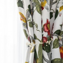 Leaf Printed Curtains American Style Polyester